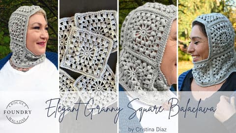Elegant Granny Square Balaclava by Cristina Diaz